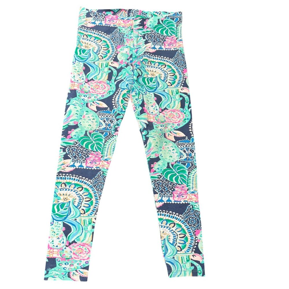 Lilly Pulitzer Girls Maia Printed Leggings Size L Vibrant Multicolor Stretch Act